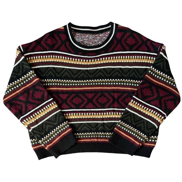Womens Sweater Bohemian Knit Pullover Size 2XL‎ Multicolor Tribal Aztec Retro - Picture 3 of 9
